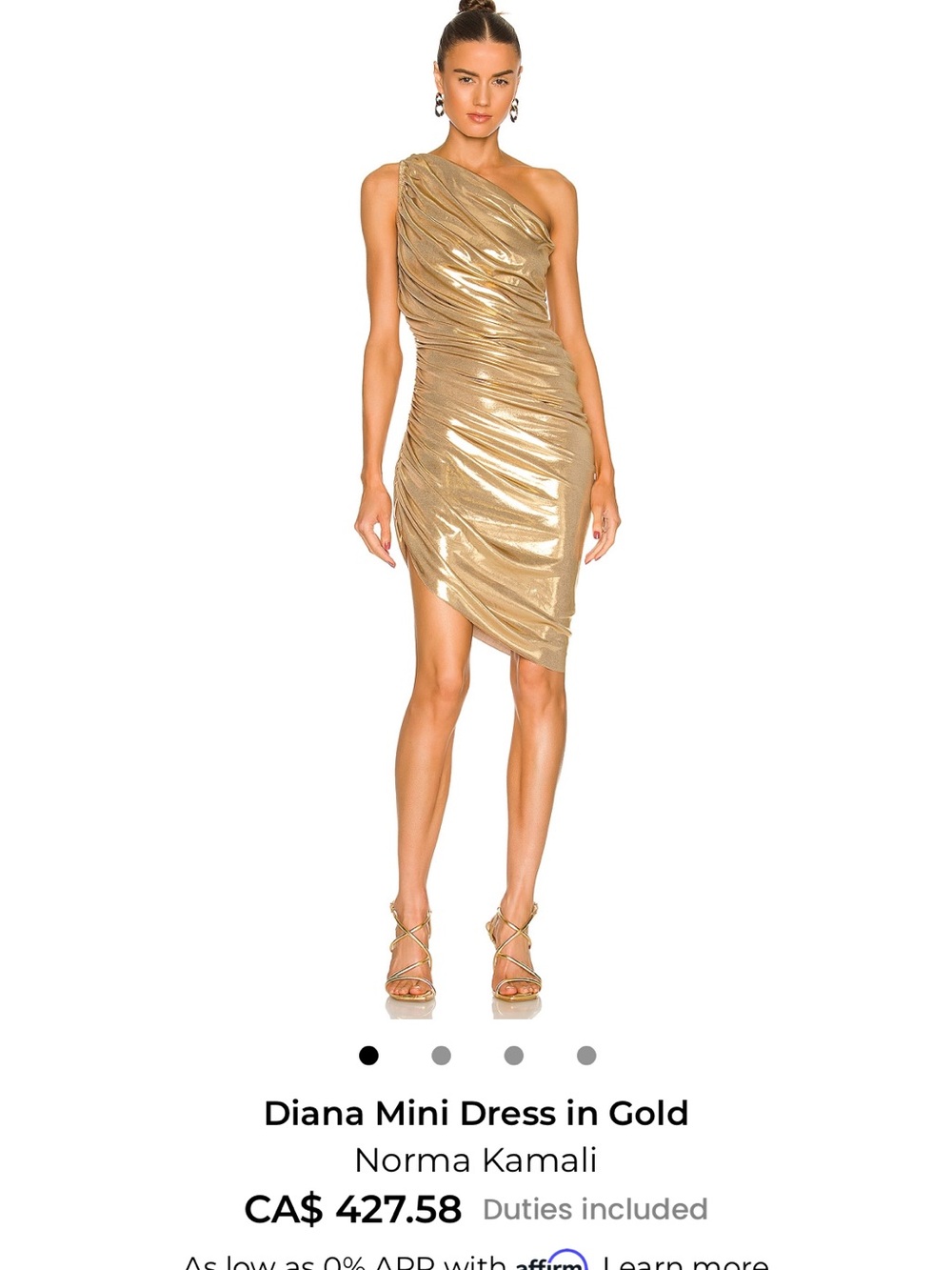 Norma Kamali One-Shoulder Metallic Gold Mini Dress